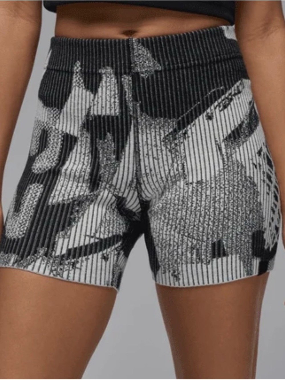 Jordan Black & White Graphic Ribbed Knit  Shorts (size S)